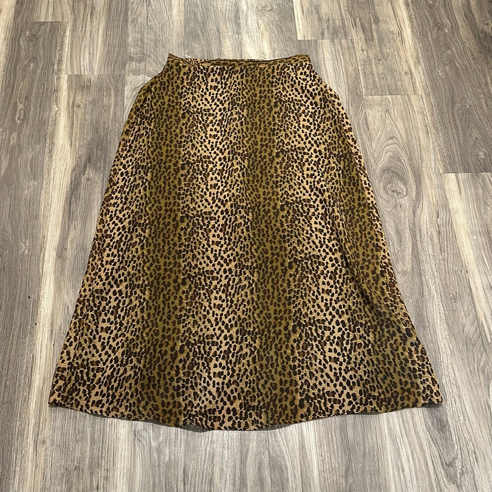 🐆 Vintage Leopard Cheetah Animal Print Elastic Waist Maxi Skirt M L